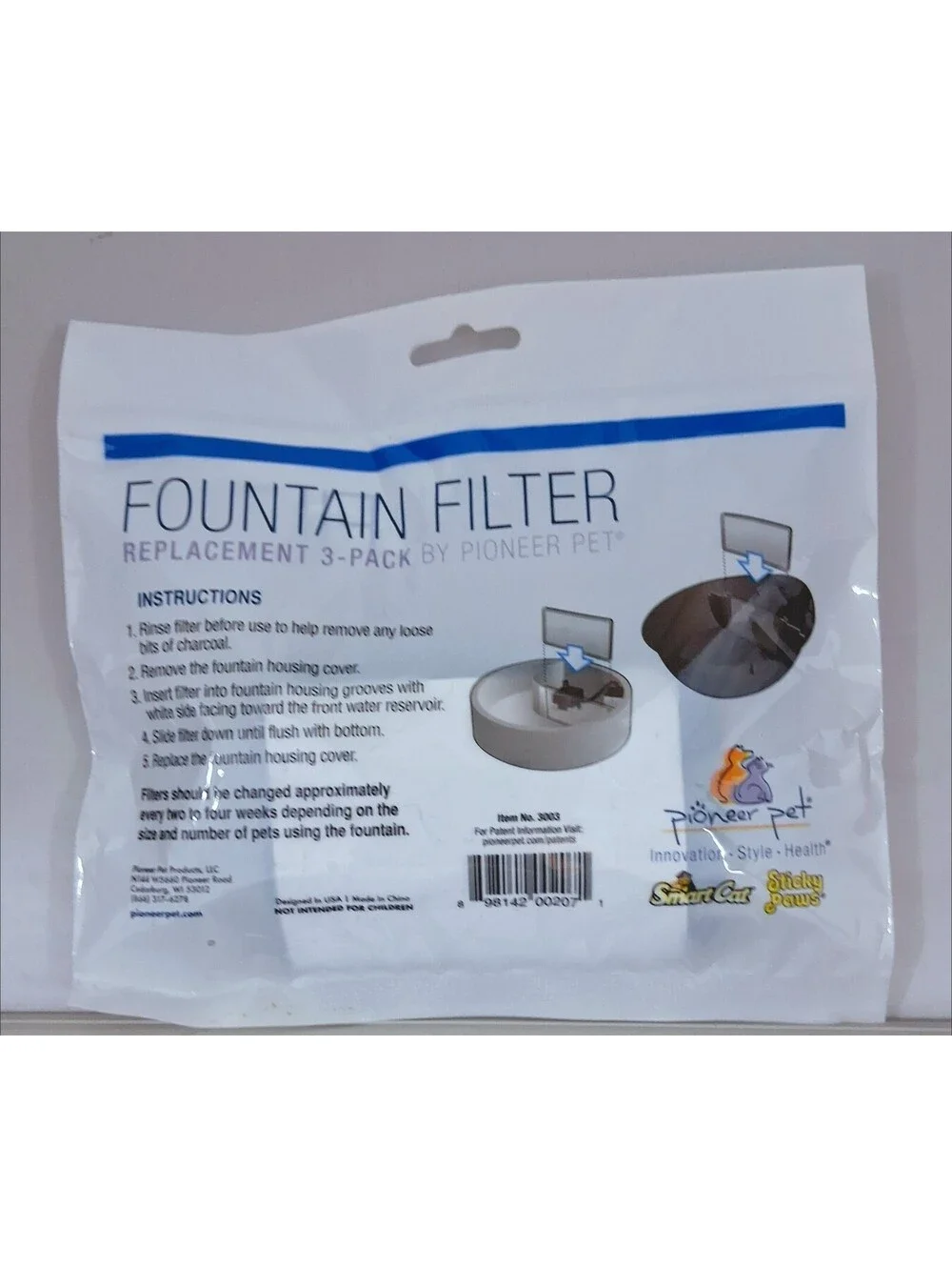 FOUNTAIN Filter Replacement 3-Pack PIONEER Pet Item No. 3003 Brand-NEW Sealed